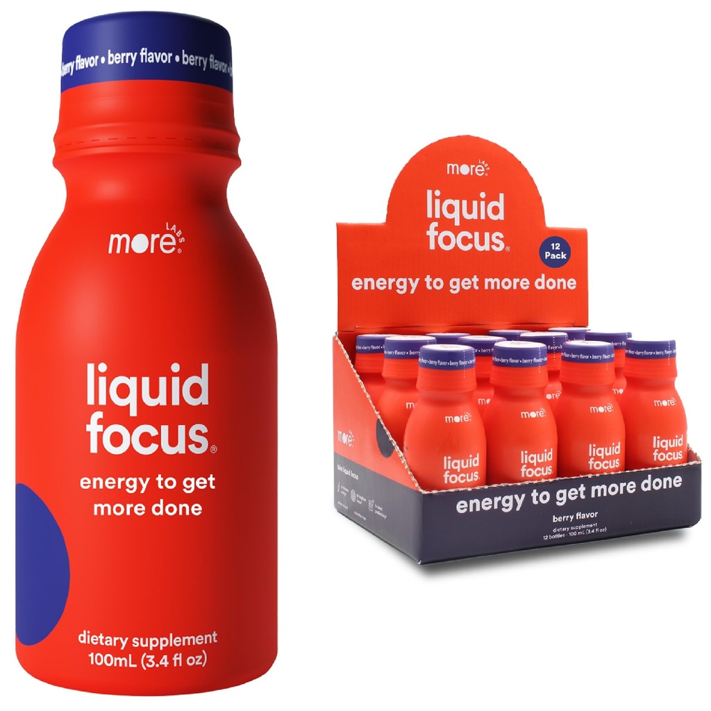 Další Labs Liquid Focus, Nootropní chytrý nápoj s výkonnými antioxidanty a adaptogenní Byliny pro energii a koncentraci, 150 mg kofeinu (balení po 12)