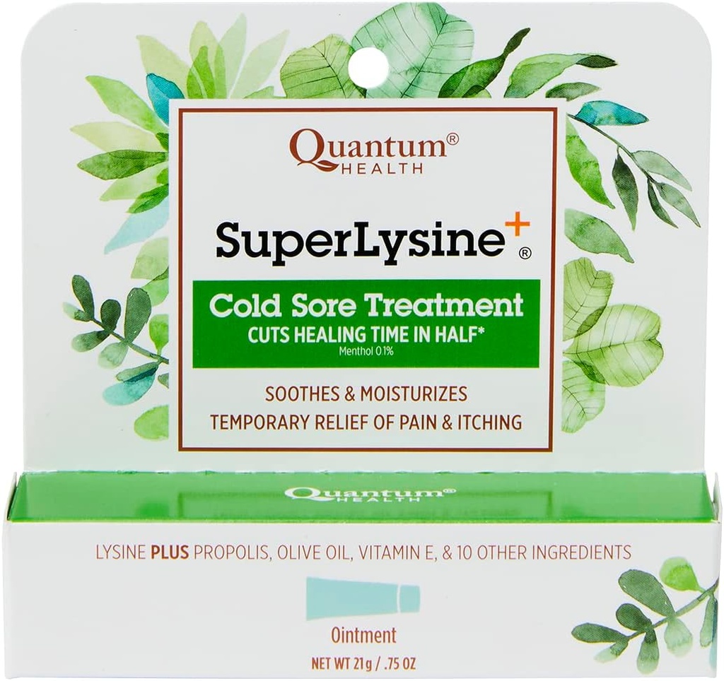 Quantum SuperLysin + Cold Sore Léčba Ointement 124; Zmírňuje bolest, pálení, a svědění 124; Řezy Léčení v polovině 124; 0.75 Ounce