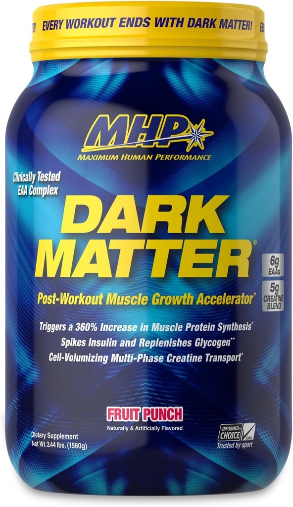 MHP Dark Matter Post Workout, Recovery Urychlovač, w / Multifázový Creatin, Waxy Kukuřičný karbohydrát, 6g EAA, Fruit Punch, 20 Služeb, 55 Oz