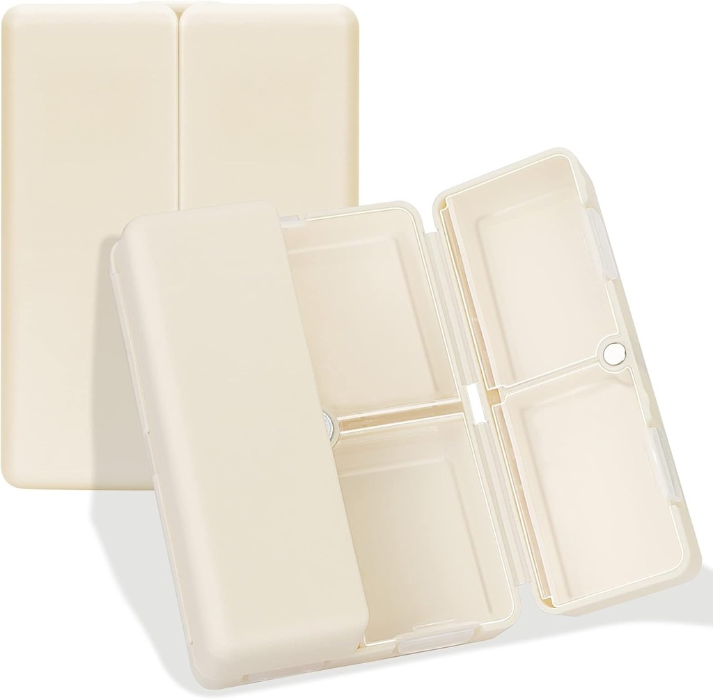 Daily Pill Organizer, 7 Compartments Přenosný Pill Pouzdro Pořadatel, [Skládací Design] Pill Box pro kapsy v kabelce držet vitaminy, Cod Játra olej, doplňky a léky -White