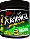 AMMO ® Energy Reloads ™ Pre Workout Powder - 300mg Caffeine Zero Sugar Vital Aminos and Electrolytes No umělé Flavors or Coconut Crossfire
