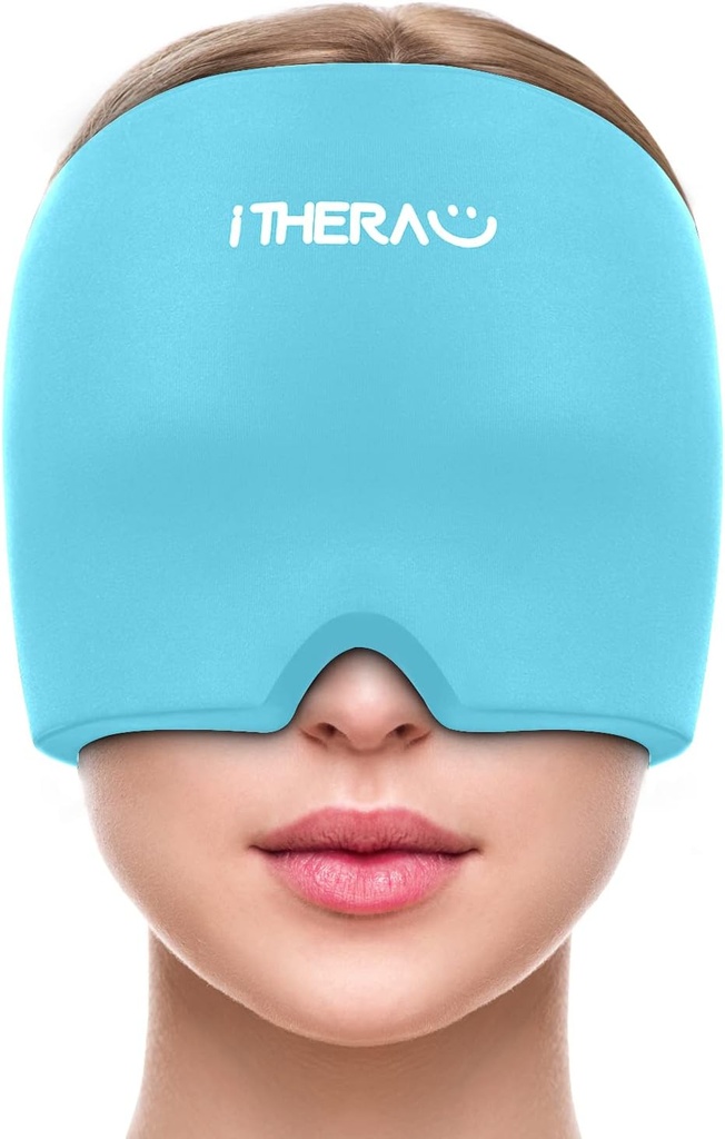 itherau Migréna Relief Cap, Soothing Bolest hlavy Klobouk, Gel Ice Pack hlava Wrap s teplou a studenou terapií, Bolest hlavy Relief Cap pro Sinus, Puffy Eyes, Napětí a Stress Relief Blue
