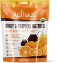 Med a Propolis Lozenges Orange Flavor, Freshens dech - uklidňuje hrdlo - imunitní podpora s vitamínem C, Vitamin D a zinek, 20 Počet