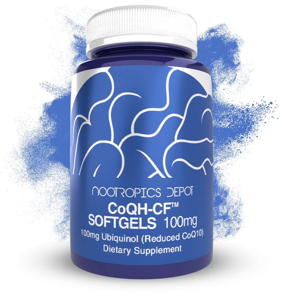 Nootropics Depot Ubiquinol CoQH-CF Softgels CLAS124; 100mg Ubiquinol Supplement CLAS124; 30 Count CLAS124; Reduced CoQ10