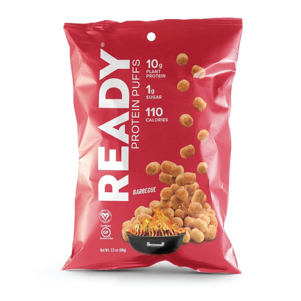 Ready ® Protein Puffs - Guilt- Free, High-Protein Crunchy Snack - 10g Plant- Based Protein, 110 Calories - Vegan, gluten- Free, No Umělé Flavors - Barbecue (Případ 6, 3.5 oz Bags)