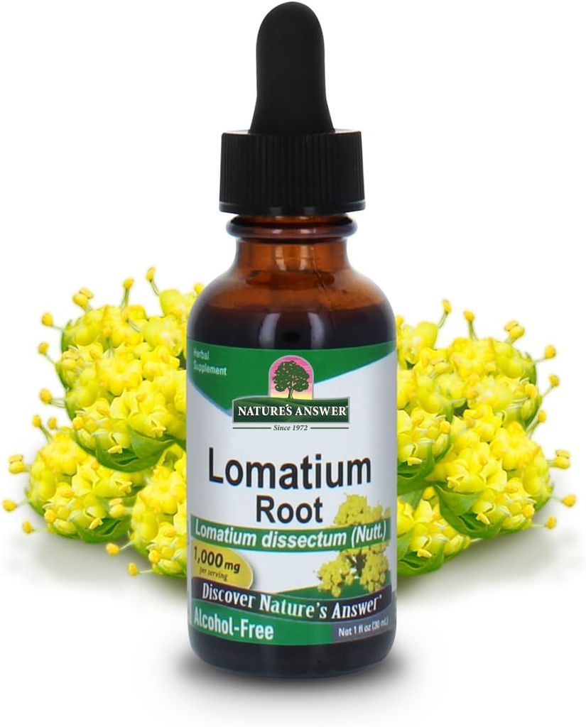 Odpověď přírody Lomatium Root Alkohol zdarma - 1000 mg - Gluten Free - Bylinný - 1 fl oz (balení po 2)