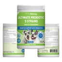 Pet Wellbeing Ultimate Probiotic 9 Kroužky pro psy a kočky - Podporuje Gut mikrobiom a trávení, imunitní systém péče, Močové Tract Health, FOS, 2,5 miliardy CFU - 11.29 oz (320 g) Prášek