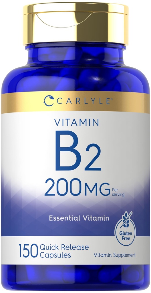 Carlyle Vitamin B-2 D124; Riboflavin D124; 200mg D124; 150 DN124; Vegetarian, Non- GMO & Gluten zdarma Essential