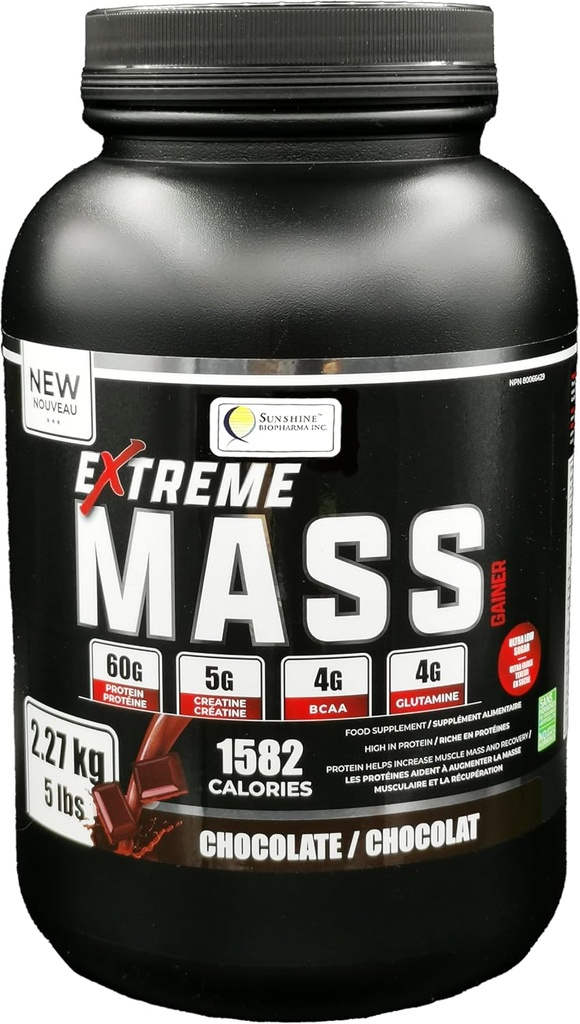 Extrémní hmotnost Gainer Muscle Builder, 5 liber (2,27 kg) Nízký cukr vysoké kalorie pro intenzivní cvičení