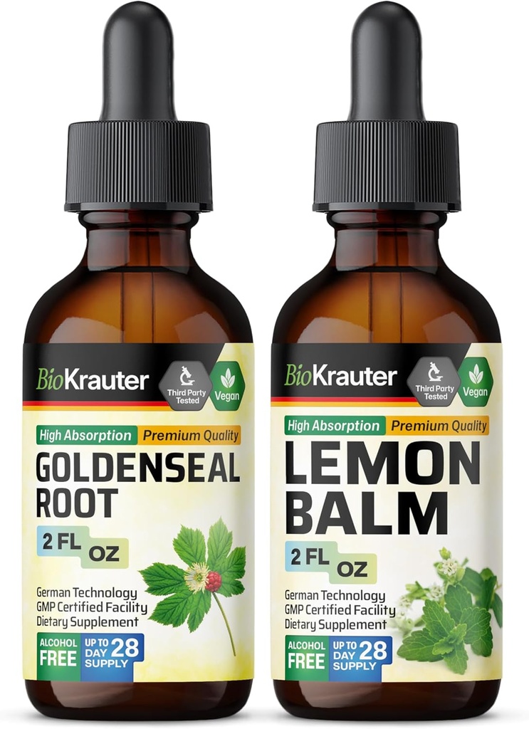 BIO KRAUTER Goldenseal tinktura 2 Fl. Oz. & Lemon Balm tinktura 2 Fl. Oz.