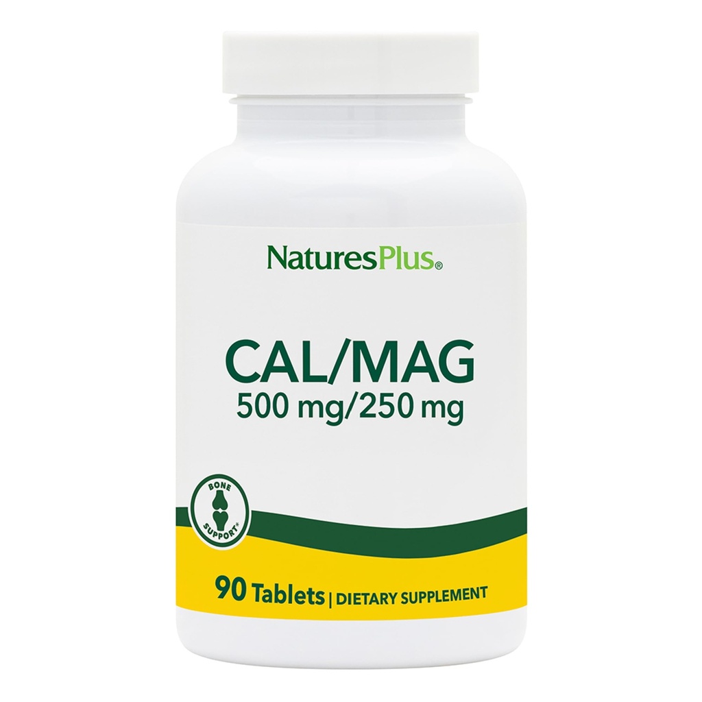 NaturesPlus Cal / Mag - 90 Vegetariánských tablet - 500 mg vápníku a 250 mg hořčíku - 90 Služeb