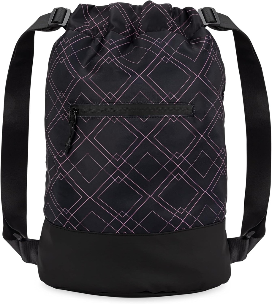 Flex Cinch Drawstring Gym Bag pro ženy s grafickými vzory 124; Durable Lightensive Gym Cinch Bags 124; Great for Gym Bag, Cestování, a Overnights 124; Black / Rose - Geometric