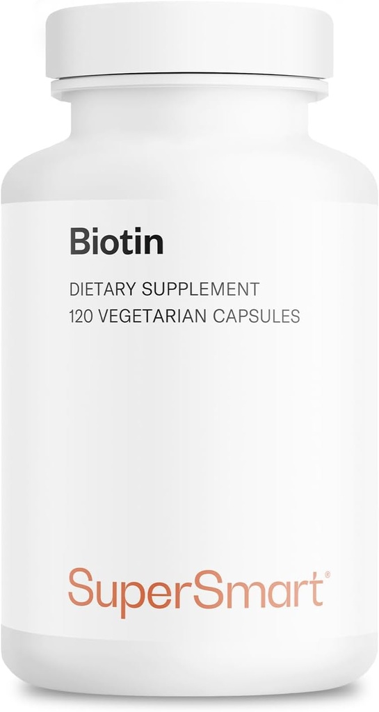 Supersmart - Biotin 10,000mcg / 10g za den (vysoká potence) - Vitamin B7 Biotin dodatek - Zdravé vlasy, kůže a nehtů 124; Non- GMO & gluten zdarma - 120 Vegetariánské kapsle