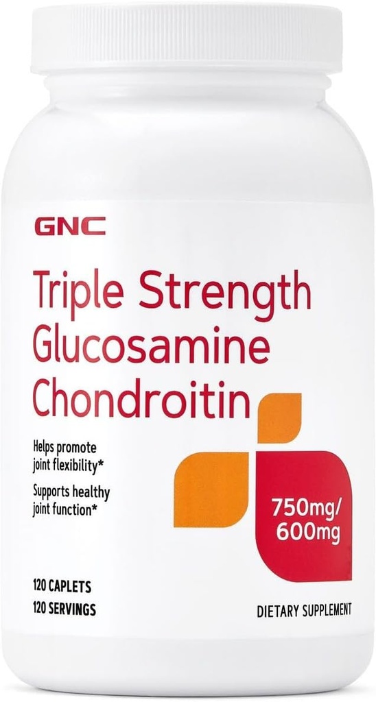 GNC Triple Strength Glucosamine Chondroitin 750mg / 600mg, 120 Caplet, podporuje zdravé společné funkce