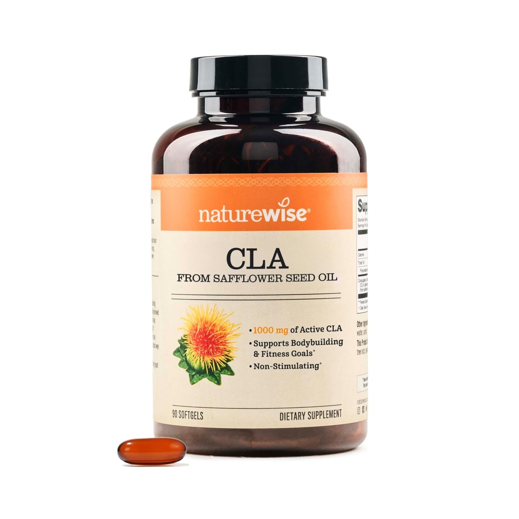 NatureWise CLA 1250 - konjugovaný doplněk kyseliny linolové pro ženy a muže, nestimulující, podporuje zdravou hmotnost, Fitness cíle - Non- GMO, gluten zdarma - 90 Softgels [1-Month Supply]