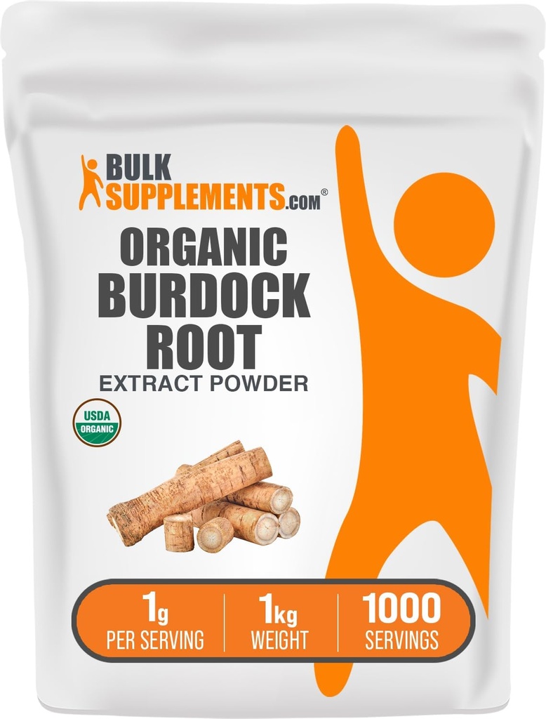 BulkSupplements.com Organic Burdock Root Extract Powder - Burdock Root Powder, Bylinný dodatek - Vegan & gluten Free, 1g per Serving, 1kg (2,2 kg) (balení po 1)