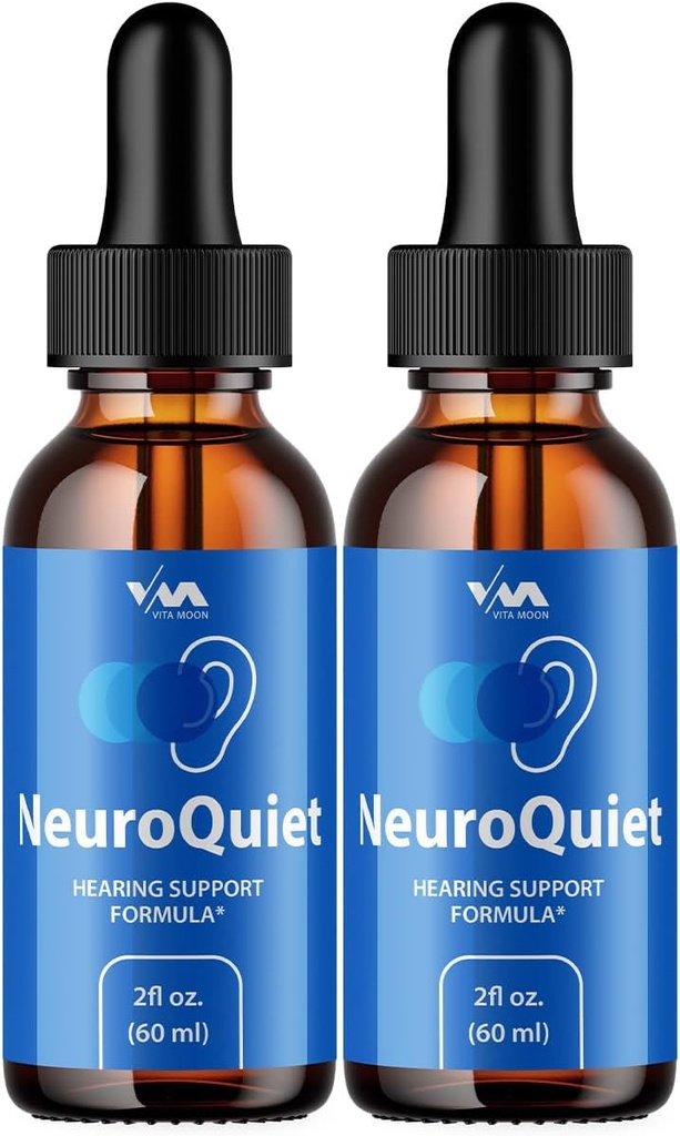 (2 Pack) NeuroTiché kapky - Neuro Tiché Pokročilé Formule Podpora sluchu, Kognitivní zdraví, a celkové Wellness, 2 Měsíční dodávky