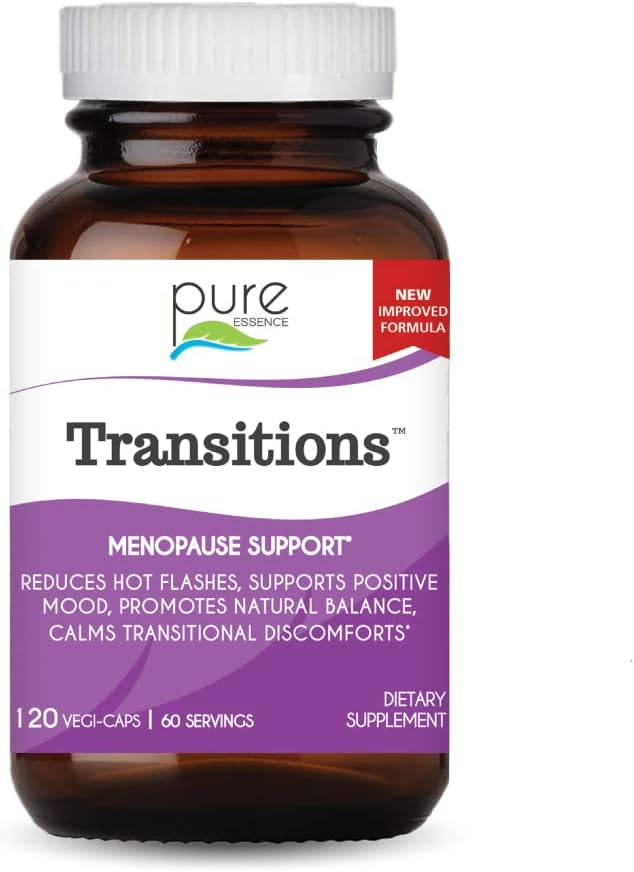 Čisté Essence Labs Transitions Vitamíny pro ženy, Přírodní menopauza Relief dodatek k podpoře hormonální rovnováhy, snížit návaly horka, Mood Swings & Night Sweats, 120 Kapsle
