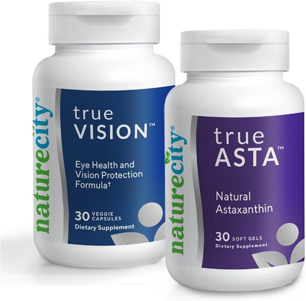 NatureCity Vision Support Bundle 124; TrueVision Eye Health Formule, 30 Veggie Kapsle + TrueAsta Marine