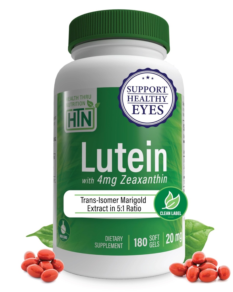 Lutein 20mg s Zeaxanthin 4mg 180 Softgels CLAS124; All- Trans Marigold Extract in Nature Identical 5: 1 Ratio CLAS124; Podporuje zdravé oko, kůži a mozek CLAS124; Non- GMO Soy & gluten Free CLAS124; podle zdraví Tru Nutrition