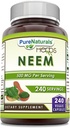 Pure Naturals Neem (Made with Natural Neem Leaf) CLAS124; 500 Mg per Serving 240 Veggie Kapsle Dodatek CLAS124; Non-GMO CLAS124; Gluten Free CLAS124; Made in USA CLAS124; Ideální pro vegetariány