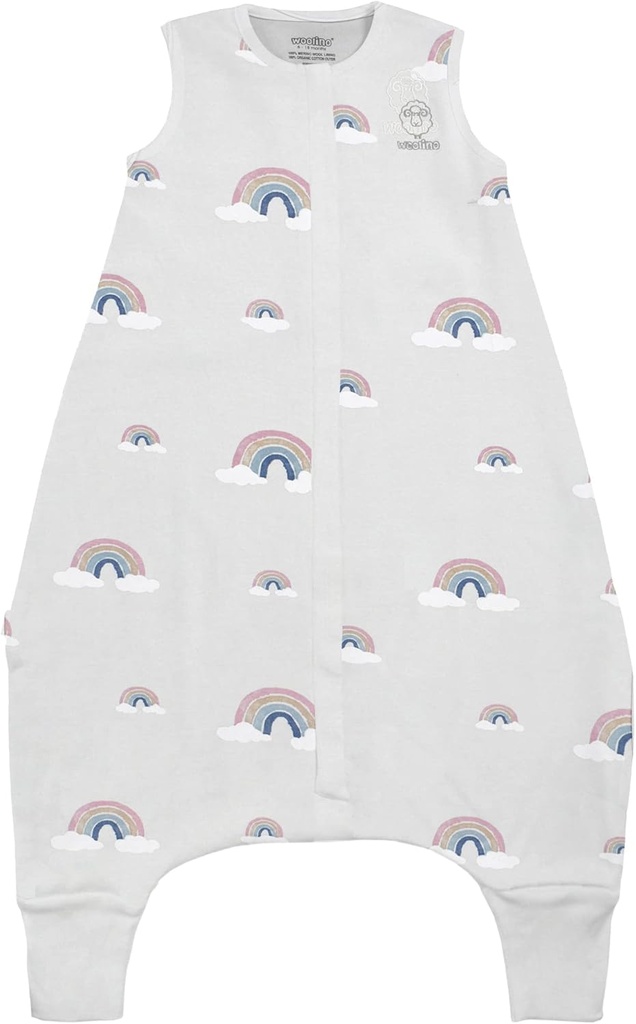 Woolino 4 Season Baby Sleep Bag s nohami, Merino Wool a Organic Cotton Walker Sleep Sack, Toddler Spací pytel, 18-36m, Rainbow