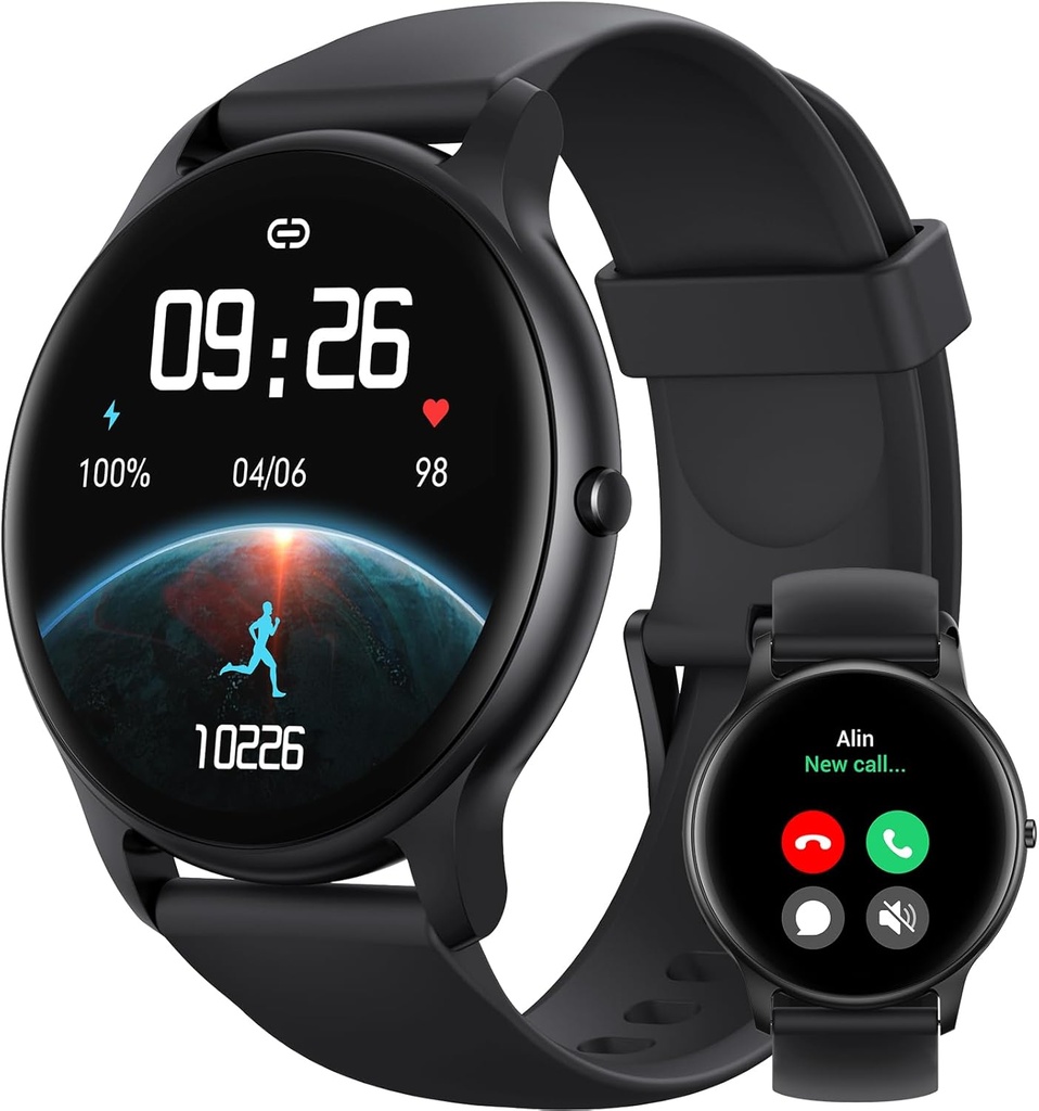 Parsonver Smart Watch for Men Women (Answer / Make Calls), HD Screen Fitness Tracker IP68 Vodotěsné 100 + Sport Modes, Heart Rate Sleep Monitor, Pedometr, Smartwatch pro Android telefony / iPhone kompatibilní