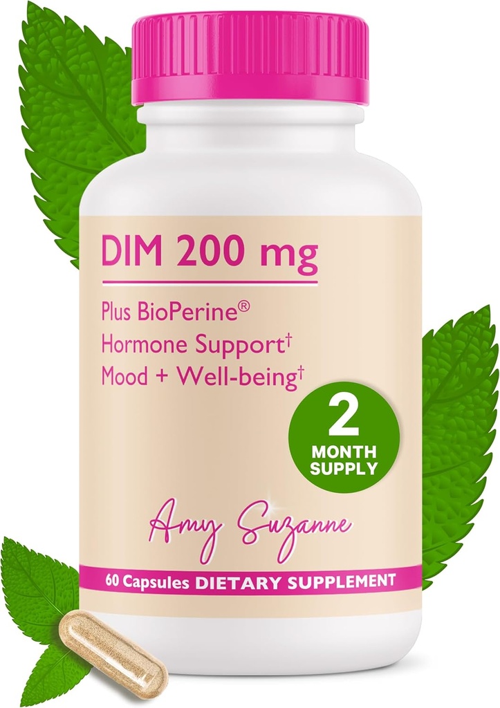 200 DIM doplněk pro ženy - Estrogen Metabolismus a hormon Harmony pro menopauzu, Perimenopauza & PMS Support - DIM Plus Bioperine for Mood Support - 60 Day Supply, Vegan