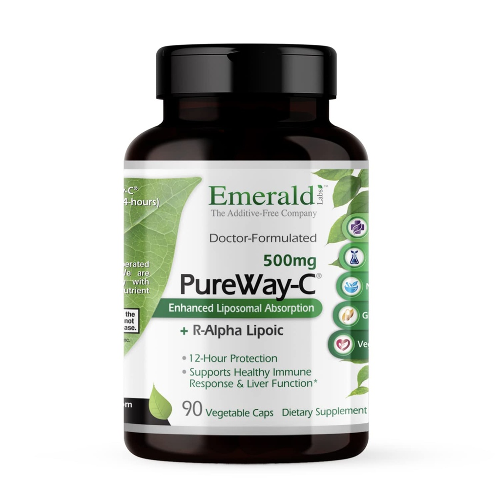 EMERALD LABS PureWay-C - dodatek pro podporu jater a imunitního systému s kyselinou R- Alpha Lipoic * - Fast- Absorbující vitamin C - 90 Rostlinné kapsle (45denní dodávka)