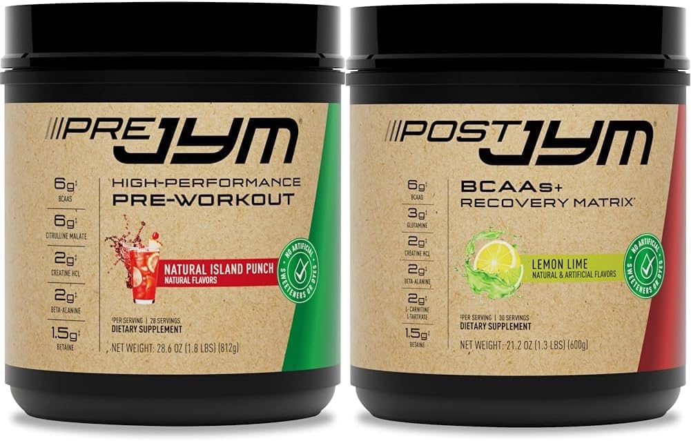 JYM Pre Workout, Post Workout, a BCAA Muscle Building doplňky Bundle s Pre JYM Powder, Post JYM Active Matrix, 30 Doručování Každý