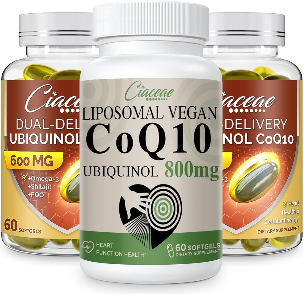 Lipozomální CoQ10 800mg 1PCS Bundle s Ubiquinol CoQ10 600 MG Softgels s Omega-3 & Shilajit & PQQ 2PCS