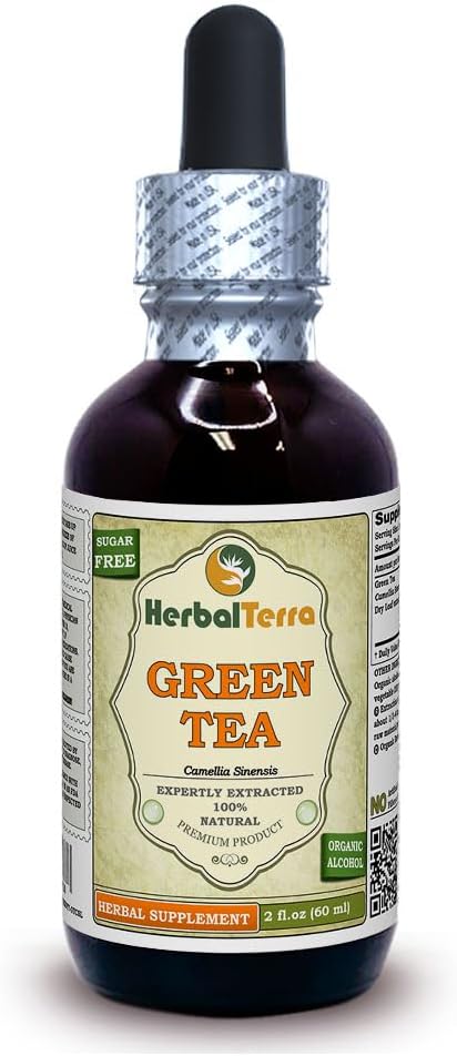 Herbal Terra LLC Green Tea (Camellia Sinensis) tinktura, Organic Sured Leaves Liquid Extract 2 oz