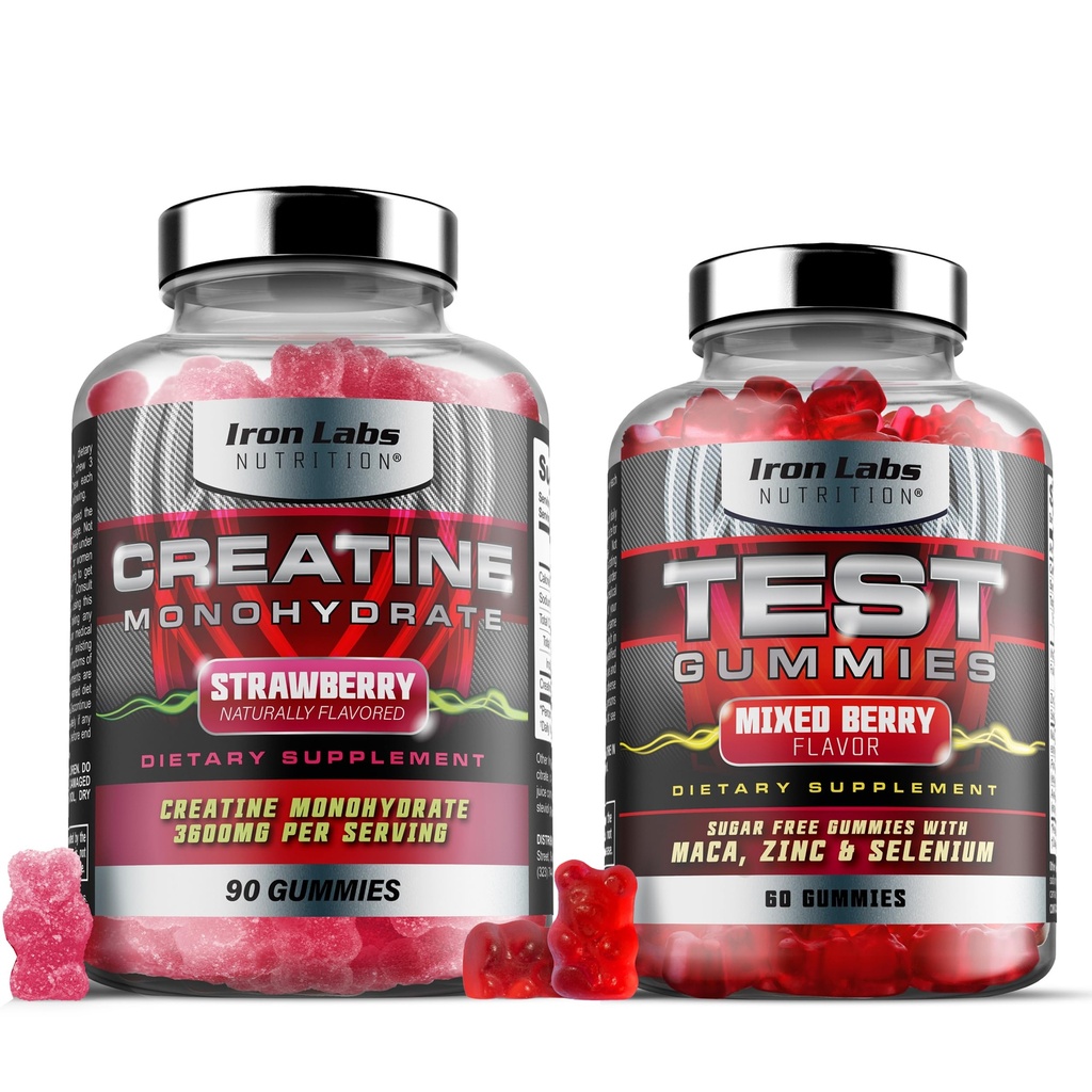 Muscle Gummy Bundle - Creatine Monohydrát Gummies & Testo Gummies pro muže - Pokročilé Bundle