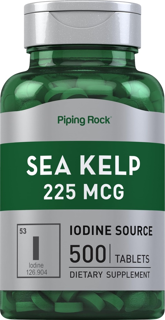 Piping Rock Sea Kelp doplňky 124; 225mcg colum124; 500 tablet colum124; Non- GMO, gluten zdarma