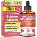 Graviola Soursop Leaf Extract Liquid - Soursop Bitters Liquid, Podpora imunity, Relax, Játra a spánek, Cukr & Alcohol- Free, Vysoce absorbovatelné Formule, Jahodová příchuť, 2 Fl Oz