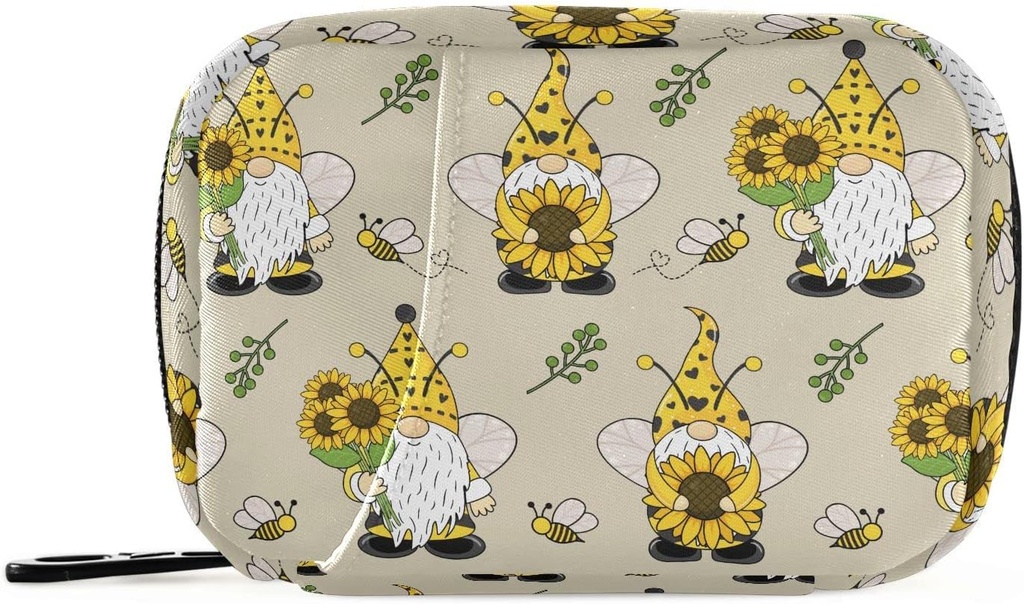 Gnome Bees Pill Box 7 Day Pill Pouzdro Pouzdro Pořadatel Bag se Zipper Přenosný Týdenní vitamin Medicine Dodatek Držák Pouch Bag