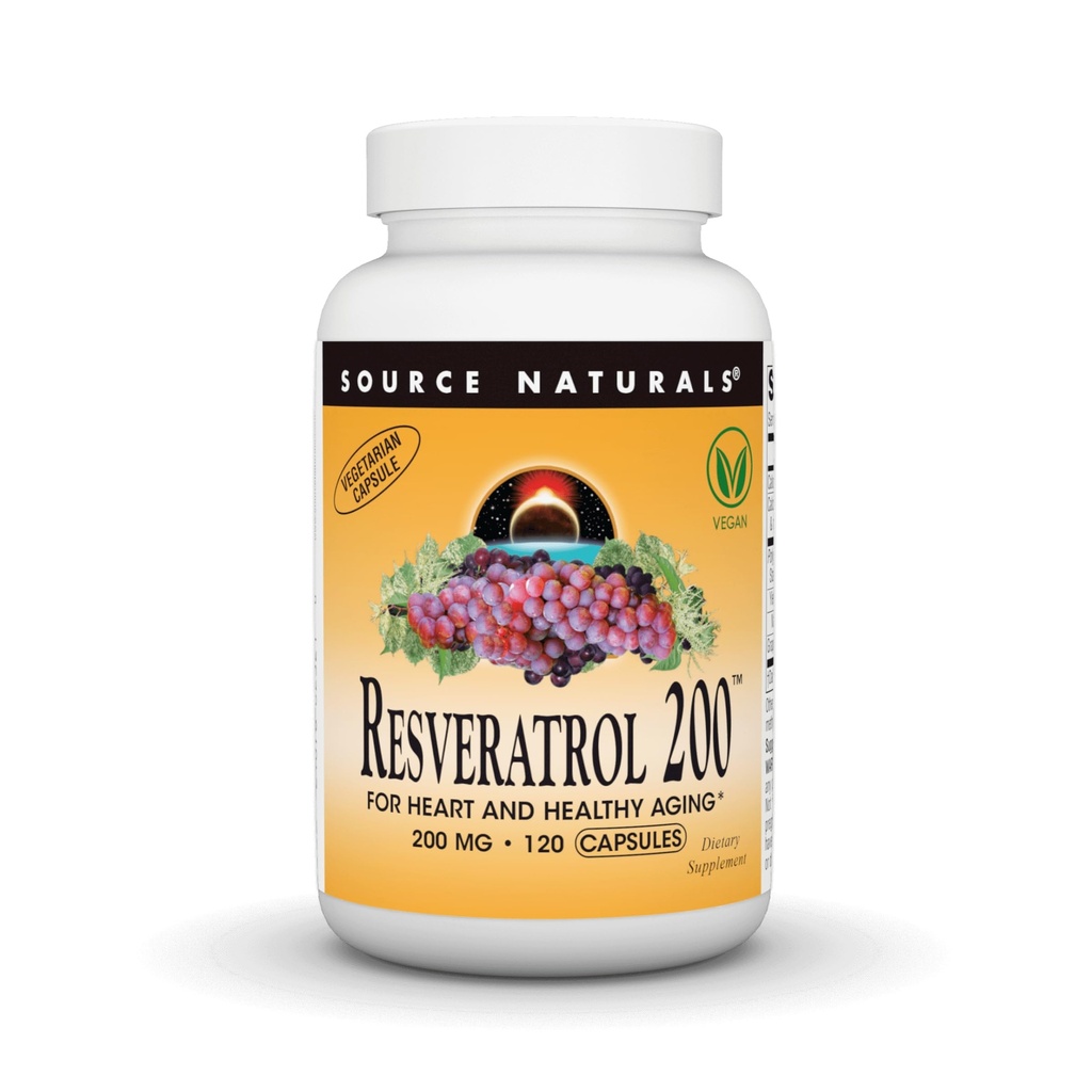 Zdroj Naturals Resveratrol 200 mg pro srdce a zdravé stárnutí - 120 Vegetariánských kapslí