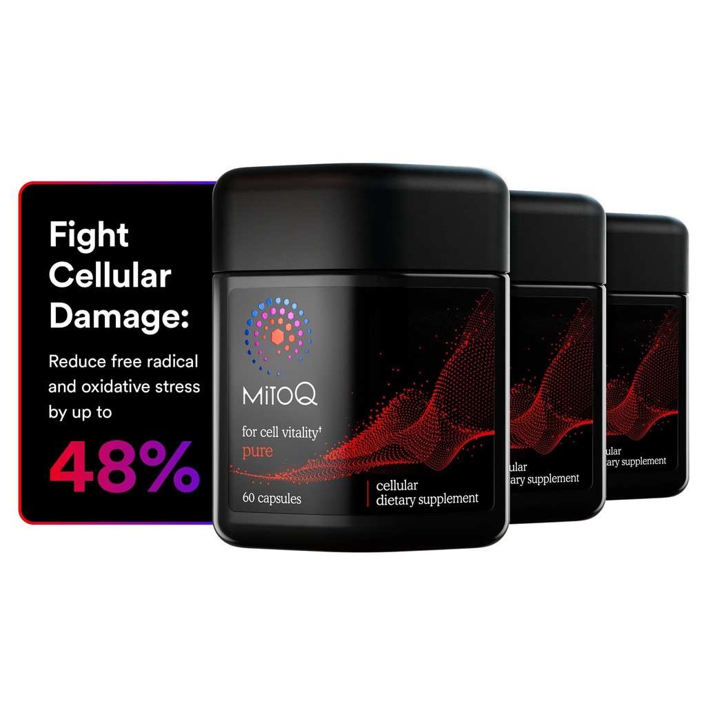 MitoQ Pure Advanced Mitochondria dodatek Superior Biologická dostupnost na CoQ10 CLAS124; Snížení Radikální škody zdarma pro zdravé stárnutí, metabolismus, srdeční zdraví, energie, síla a mobilita