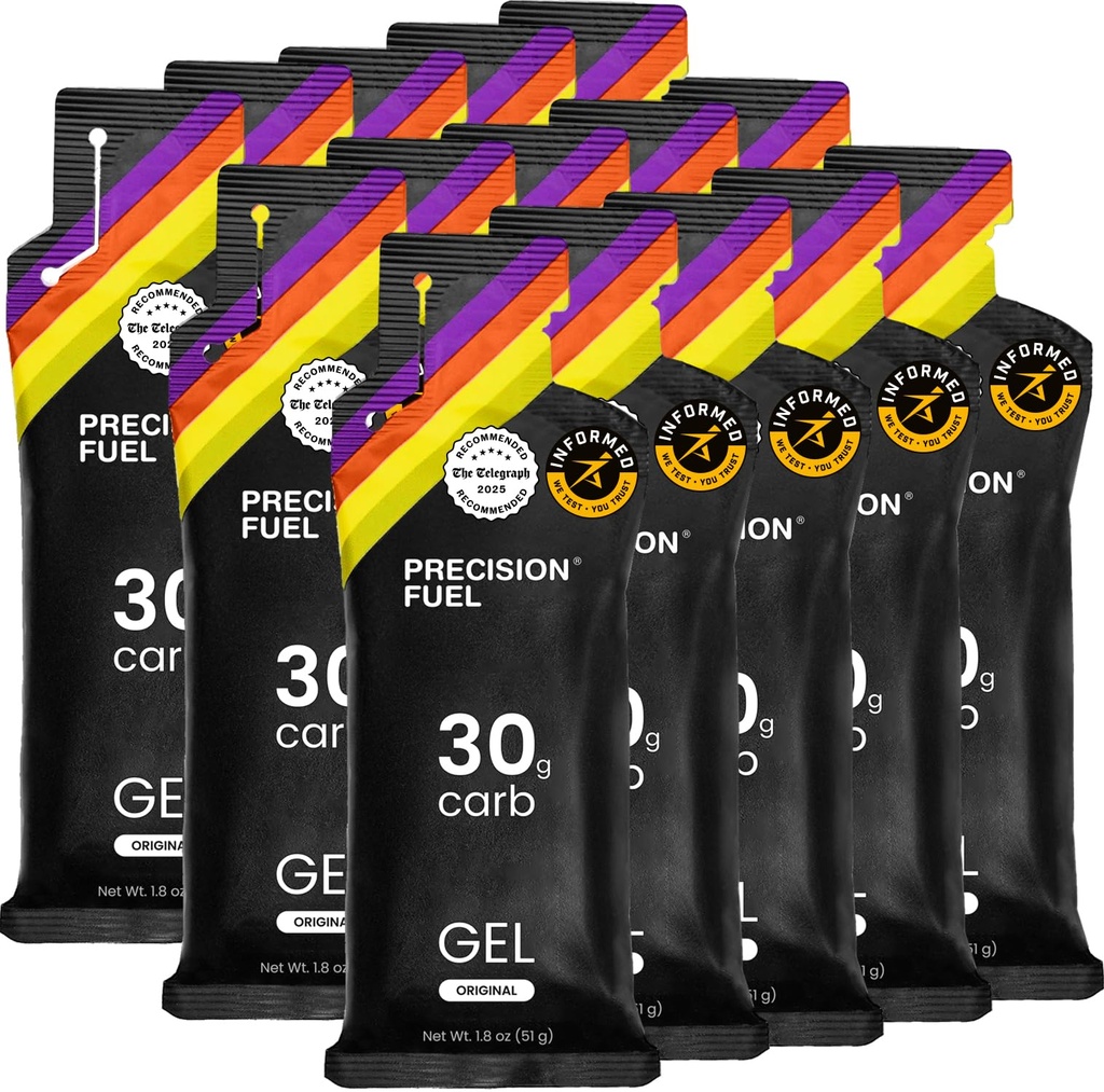 Přesné palivo 30 Energetické gely - Mírné, Neutrální Flavour Běžecké gely pro Endurance sportovce, 30g Karbohydrát, Easy- to- Digest, Ideální pro běh & Dlouhé trvání sportu (balení 15)