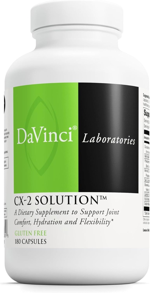 DAVINCI Labs CX-2 Solution - Dietní dodatek k podpoře svalové funkce, společné zdraví, hydratace a pružnosti * - s Glucosamine HCl, MSM, mořská okurka, a více - Gluten- Free - 180 Kapsle