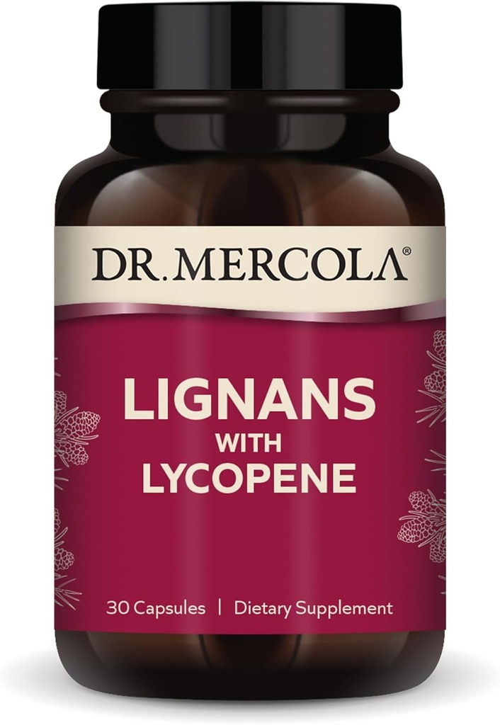 Dr. Mercola Lignans s doplňkem Lycopene, 30 Služeb (30 Kapsle), non GMO, Soy Free, gluten Free