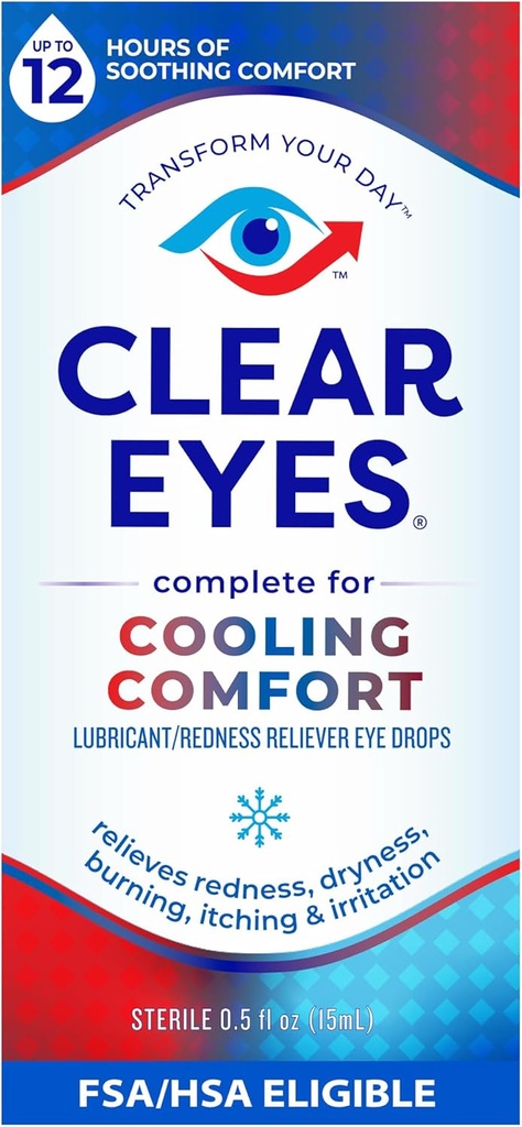 Clear Eyes Cooling Comfort Relief Oční kapky, 0.5 Fl Oz