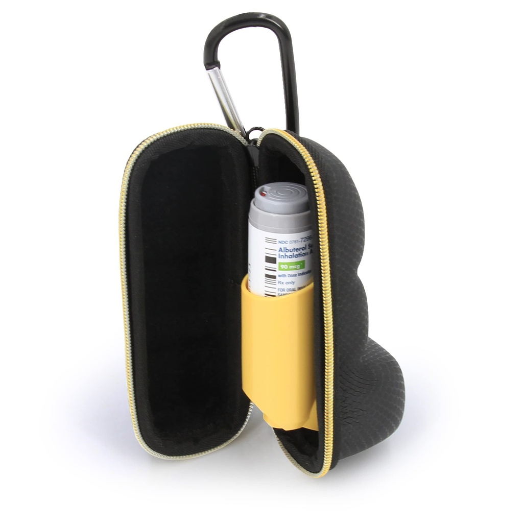 CASEMATIX ASTHMA Inhaler Case s Lanyard a Clip On Keychain Carabiner, Inhaler Holder Rozšířený na Fit Standard Rescue a New Albuterol Inhaler Zařízení až 4 Inches - Zahrnuje pouze Asthma Case