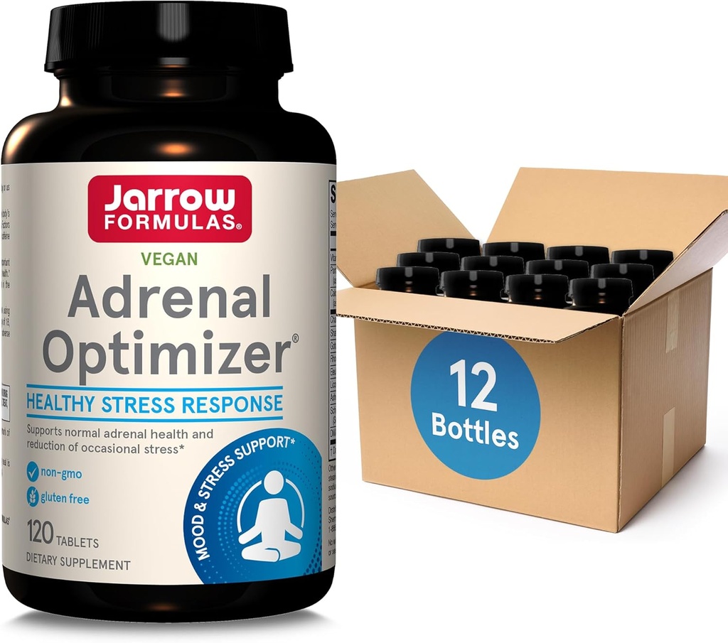 Jarrow Installas Adrenal Optimizer s Ashwagandha, Heřmánek a Schizandra extrakt, podporuje snížení příležitostného stresu, 120 Vegan Tablety, 60 denní zásoba (balení OF12)
