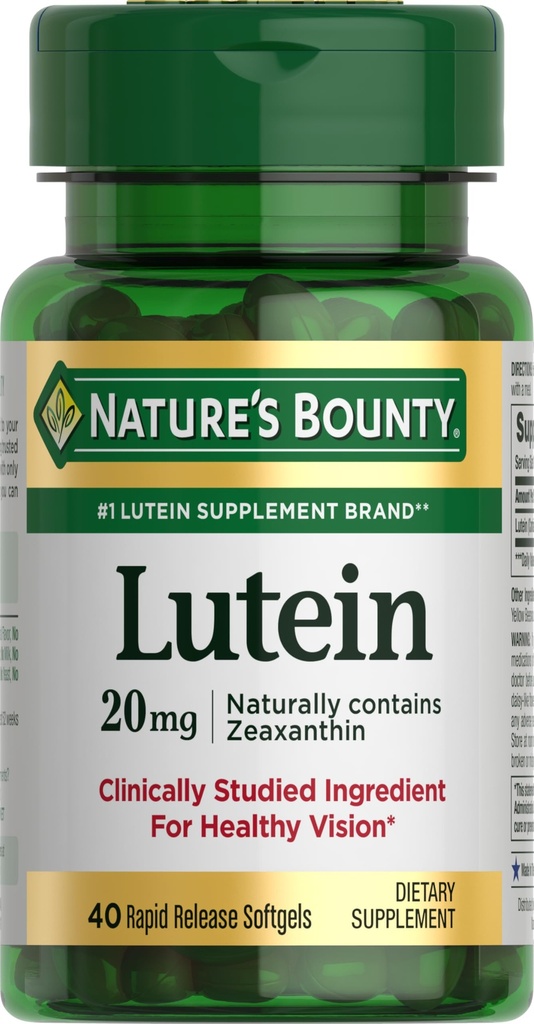 Příroda je Bounty Lutein pilulky, oční zdravotní doplňky a vitamíny, podpora Vize zdraví, 20 mg, 40 Softgels