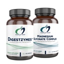 Designy pro zdraví Glycinát hořčíku Komplex (60 Kapsle) & Digestzymy (60 Kapsle) Bundle - Digestivní Enzymy pro příležitostný plyn a nafouknutí s vysokou absorpční hořčík Dodatek