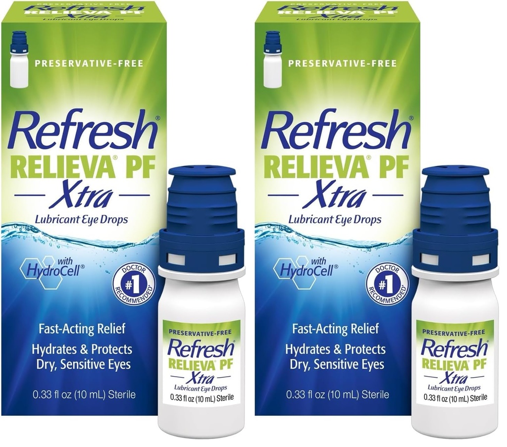 Refresh RELIEVA PF Xtra Preservative- Free umělé slzy Lubricant Eye Drops, 2x0.33 fl oz (20 ml), 2 Počet