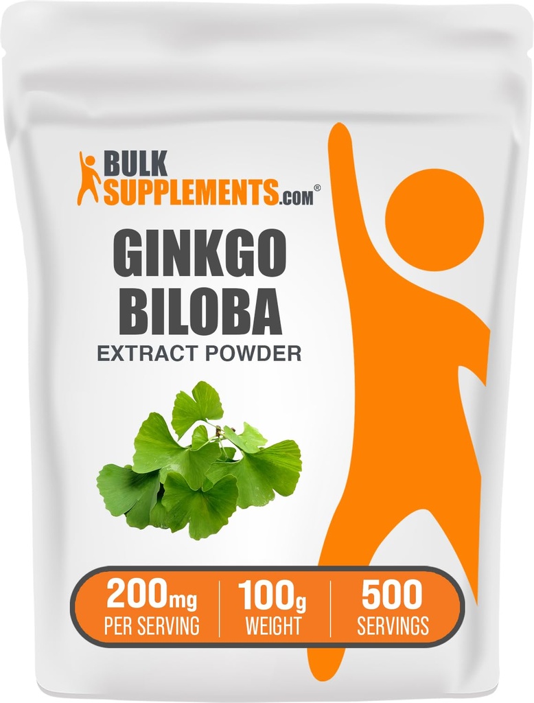 BulkSupplements.com Ginkgo Biloba Extract Powder - from Ginkgo Biloba Leaf, Antioxidant Source, Herbal Supplement - Gluten Free, 200mg per Serving, 100g (3.5 oz) (Balení po 1)