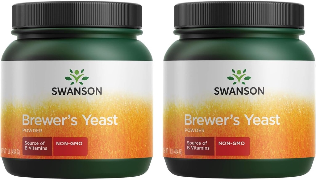 Swanson 100% Pure Brewer 's Yeast Powder GMO-Free 1 LB (454 g) Pwdr (2 balení)