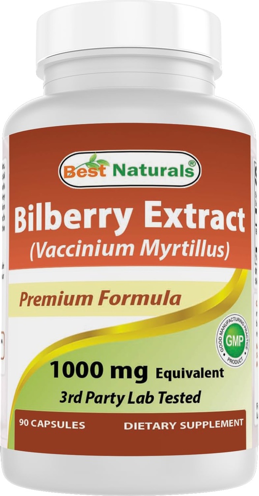 Nejlepší Naturals Bilberry Extract 1000mg Kapslí (Non- GMO) Podporuje zdravé vidění, 90 Počet
